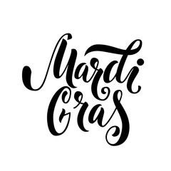 Mardi Gras text. Black vector type isolated on white background