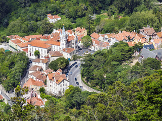 Fototapeta na wymiar Sintra mit Rathaus von oben