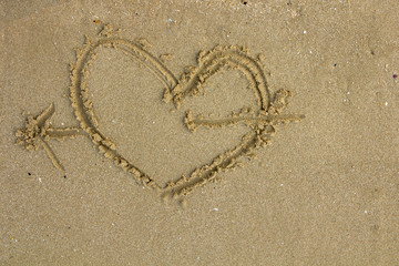Sand background that have heart picture