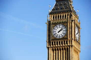 Fototapeta na wymiar The world famous international landmark Big Ben of the Houses Of Parliament in Westminster, London, England, UK