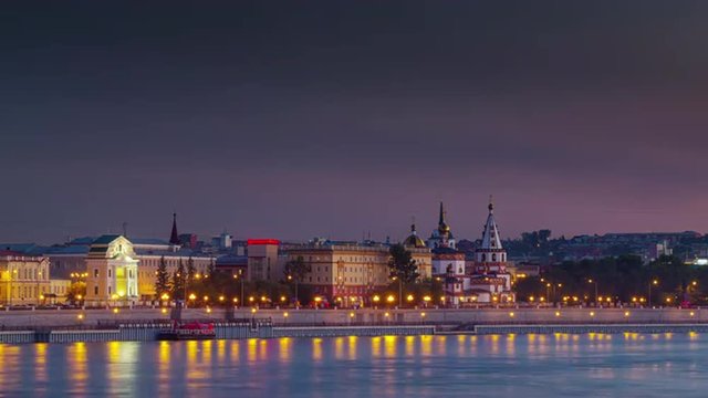 irkutsk city sunset bay panorama 4k time lapse russia siberia
