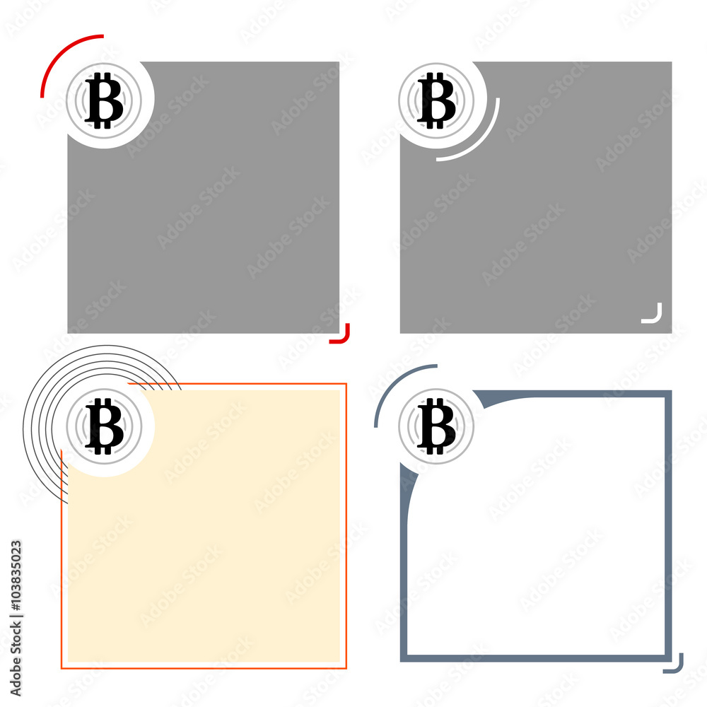 Poster four different text frames for your text and bit coin symbol