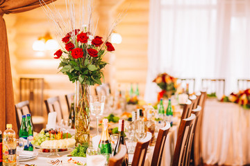 Elegant Wedding decorations with red roses
