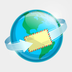 Terrestrial globe and envelope par avion