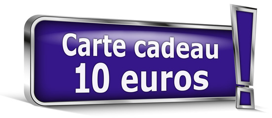Carte cadeau 10 euros sur panneau bleu
