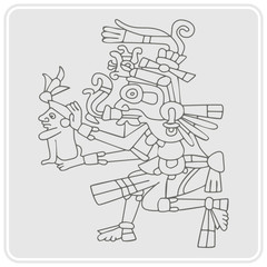 Fototapeta na wymiar set of monochrome icons with symbols from Aztec codices for your design
