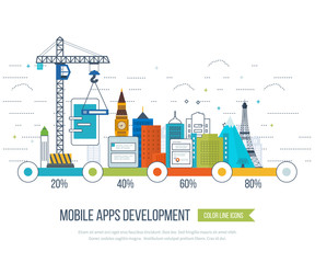 Application development concept  for e-business, mobile applications, banners