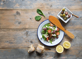 Greek salad with background space