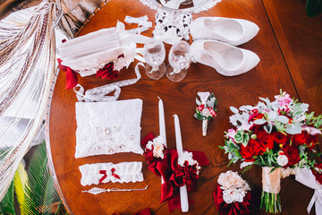 Beautiful Wedding accessories in red style