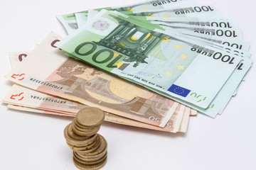 Coins stacked on each other in different way