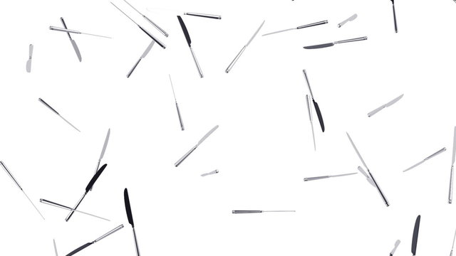 Flying knifes. Looping. Alpha channel is included.