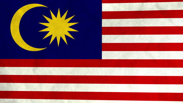 Malaysian flag waving in the wind (full frame footage in 4K UHD resolution).
