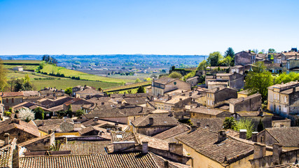 panoramic view of Saint-Emilion near Bordeaux, France