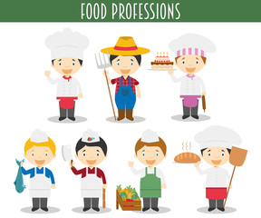 Vector Set of Food Industry Professions in cartoon style