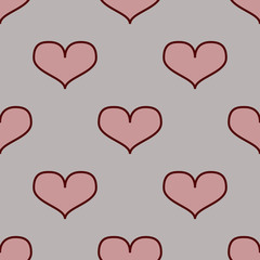 seamless pattern with hearts on a black background.