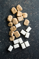 unrefined cane and white sugar