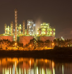 Refinery industrial plant with Industry boiler at night