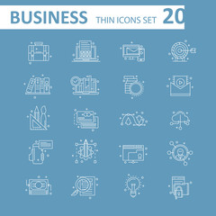 Modern thin line icons set for business