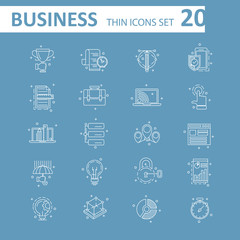 Modern thin line icons set for business