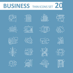Modern thin line icons set for business