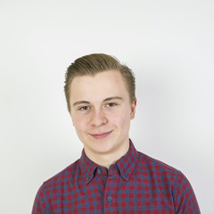 cute sixteen year old boy in studio