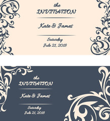 Postcard with a vintage pattern. Vintage invitation. Wedding invitation card