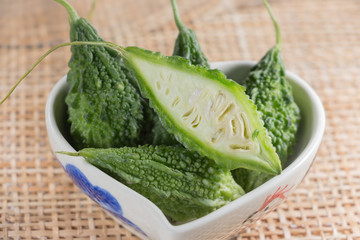 Close-up of vegetable bitter melon