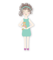 Yong Woman With Teddy Bear In Pink