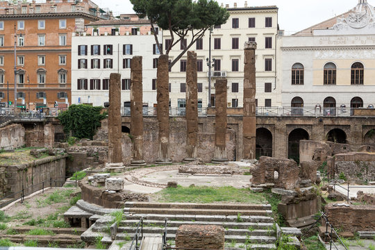 Archaeological area of Largo di Torre Argentina in Rome, Italy