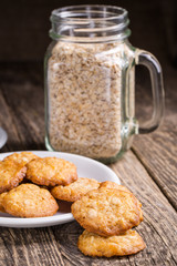 Homemade oat cookies for tasty breakfast.