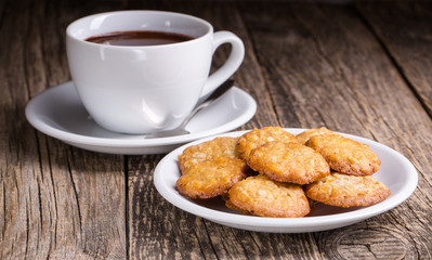 Homemade oat cookies for tasty breakfast.