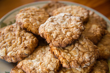 Homemade oat cookies for tasty breakfast.
