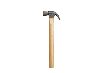 metal hammer with wood handle (side view and vertical,isolated m