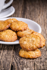 Homemade oat cookies for tasty breakfast.