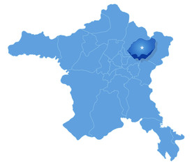Fototapeta premium Map of Ankara - Akyurt is pulled out