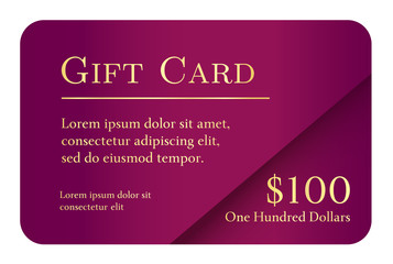 Luxury simple gift card in pourple color with golden text