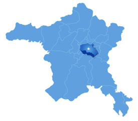 Map of Ankara - Cankaya is pulled out