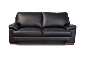 Black leather sofa