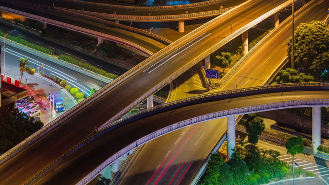 shenzhen night light high traffic road junction 4k time lapse china
