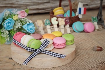 Fototapeta na wymiar macaroons dessert traditional french colorful and sweet
