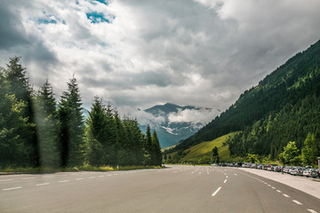 Fototapeta premium View from a bird's eye of Grossglockner High Alpine Road. Austria, Alps, Europe