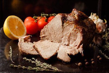 Pork baked with herbs