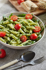 macaroni with chopped parsley halved cherry tomatoes and rocket