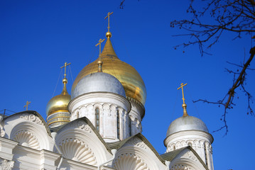Fototapeta na wymiar Archangels church of Moscow Kremlin. Color photo.