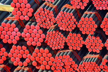 Stacked PVC and steel pipe