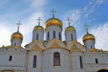 Fototapeta na wymiar Annunciation church of Moscow Kremlin. Color photo.