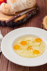 Chicken broth with noodles