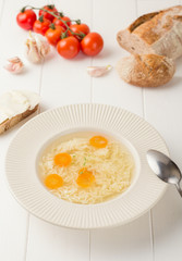 Chicken broth with noodles
