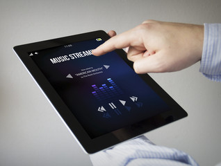 music streaming on a tablet