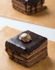 chocolate cake on baking paper
